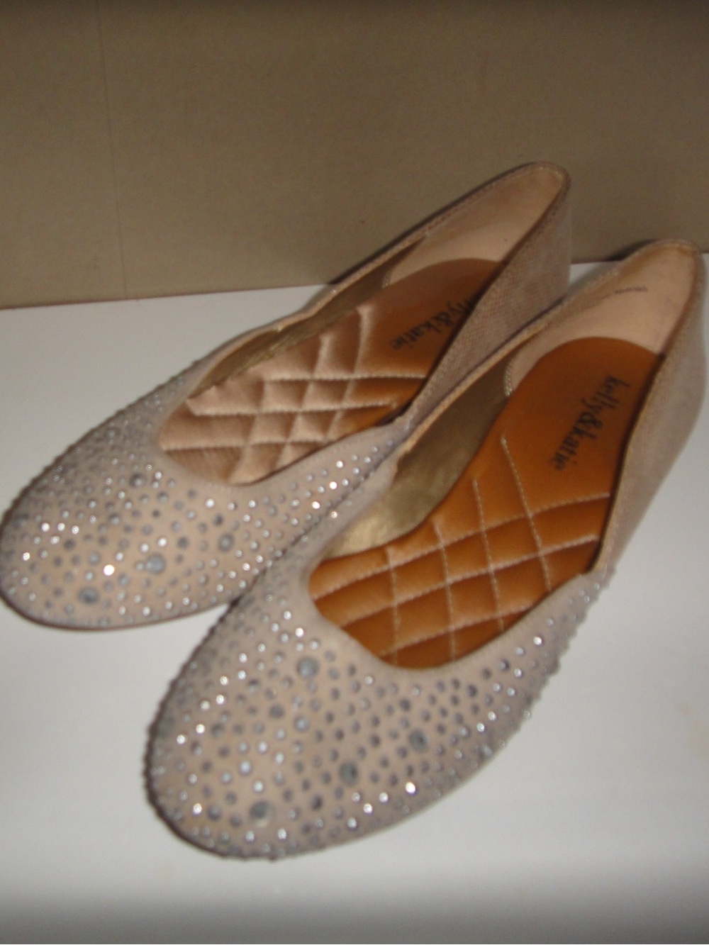 Kelly & Katie Nude Crystal-Embellished Ballet Flats